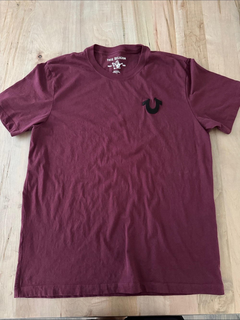 True Religion Men's Wine Short Sleeve Logo Tee